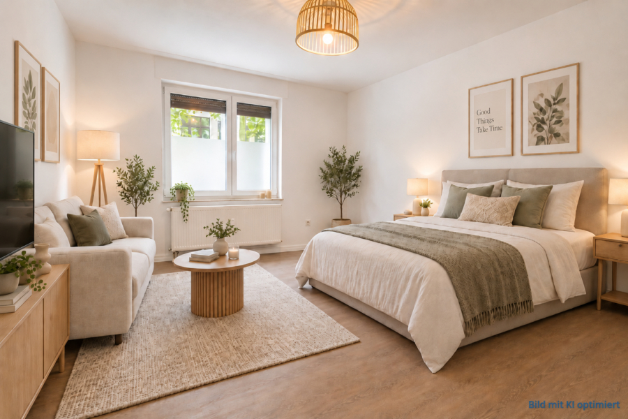 Wohn/Schlafzimmer möbliert