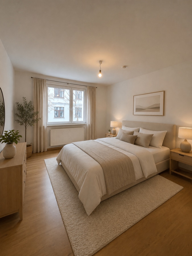 Ansicht Möblierungsbeispiel Schlafzimmer