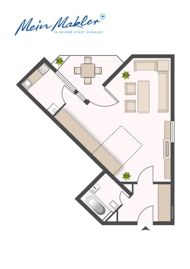 Grundriss - Charmantes 1-Zimmer-Apartment mit Balkon – Nähe BMW / Olympiapark