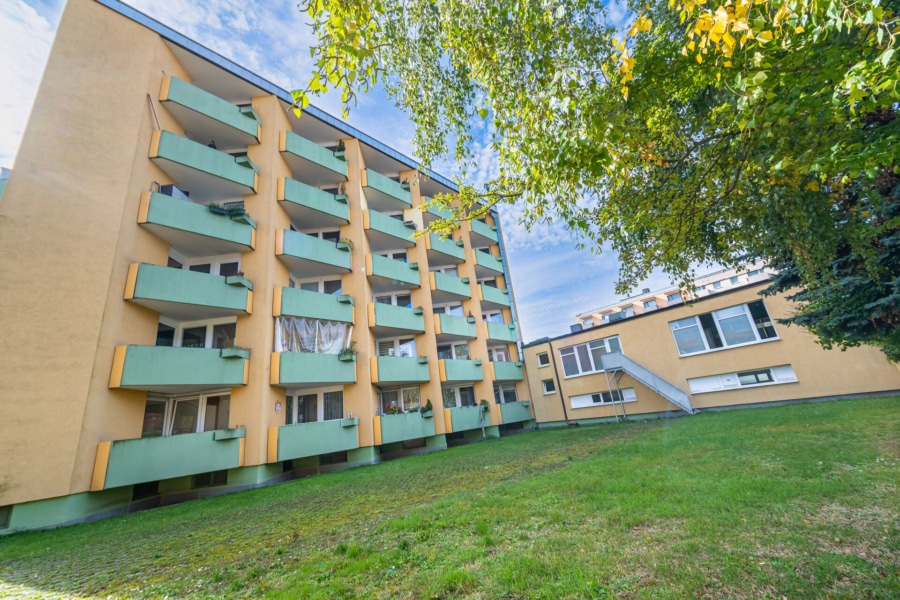 Ansicht Rückgebäude, Ausrichtung Balkon - Charmantes 1-Zimmer-Apartment mit Balkon – Nähe BMW / Olympiapark