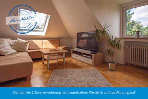 Gemüt­liche 2 Zimmer­wohnung mit traum­haftem Weitblick auf das Walpurgistal, 45134 Essen / Stadtwald, Dachgeschosswohnung
