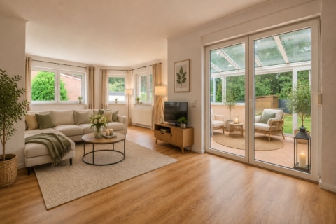 Wohnen mit Mietein­nahmen – Zweifa­mi­li­enhaus mit Sauna­be­reich & Garten, 49356 Diepholz / Heede, Zweifamilienhaus