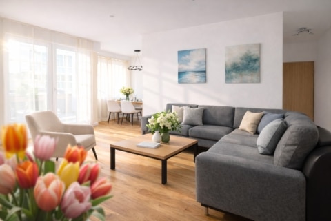 62 m² Kapital­anlage: Vermietete 2-Zimmer-Wohnung mit Westbalkon, Stell­platz und neuer Heizung, 74235 Erlenbach, Erdgeschosswohnung